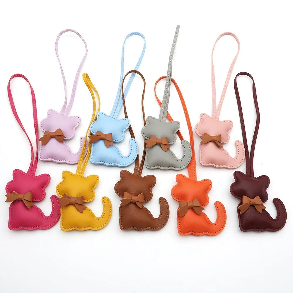 Cat-Shaped PU Leather Keychain