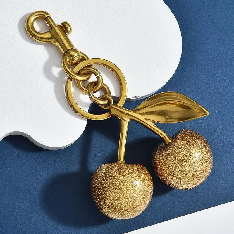 Cherry Keychain Bag Charm For Purses Cute Keyring Accessories Women Fashionable Handbag Gift