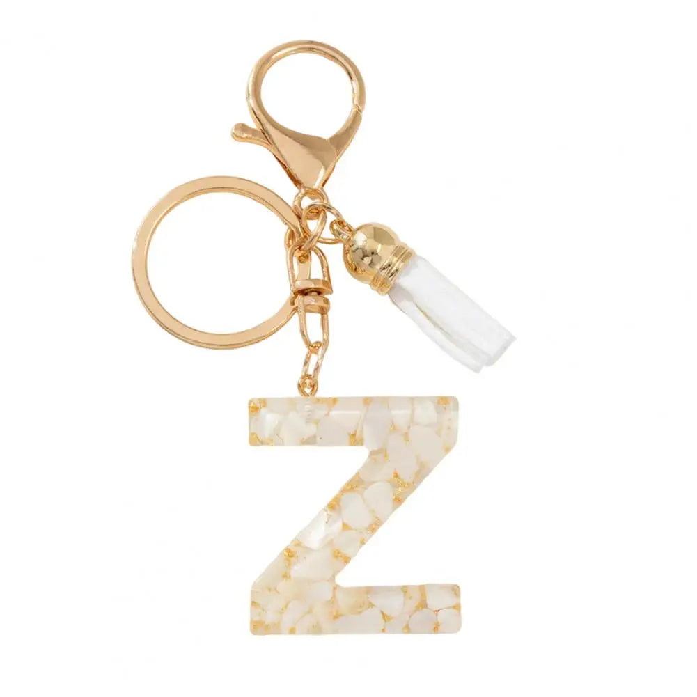 Resin Alphabet Letter Keychain with Tassel