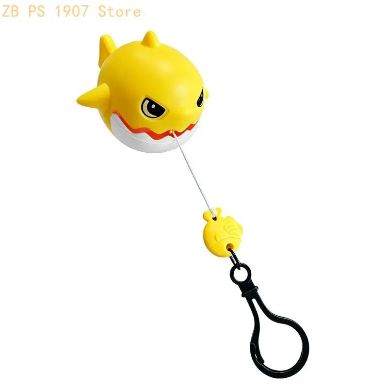Cartoon Plastic Shark Keychain Charm with Pull String Feature, Hanging Clip Loop Accessory for Bags, Keys and Gift Giving 55KA