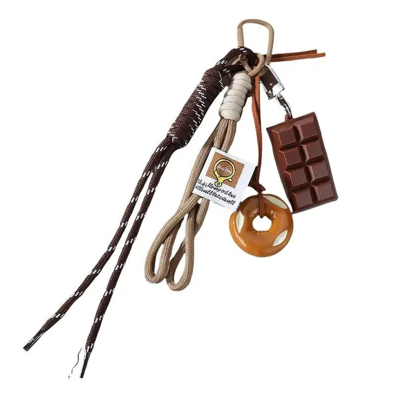 Braided Cord Bag Charm with Carabiner Clip