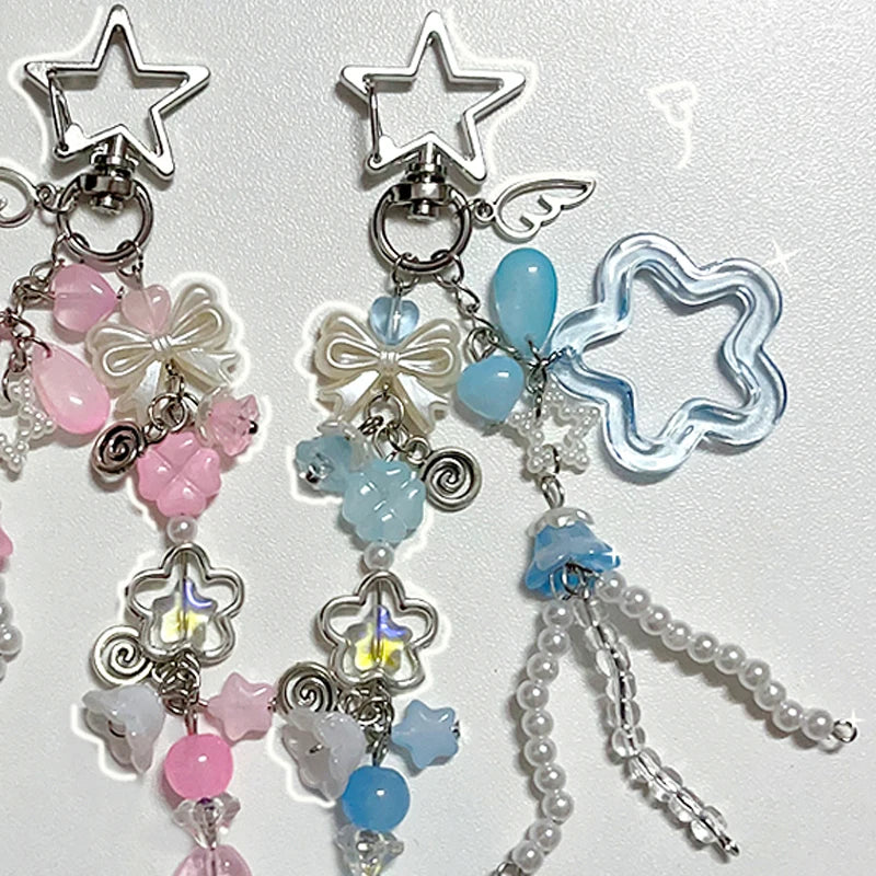 Zinc Alloy Jellyfish and Star Charm Keychain