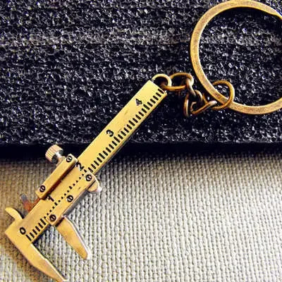 Movable Vernier Caliper Keychain in Zinc Alloy