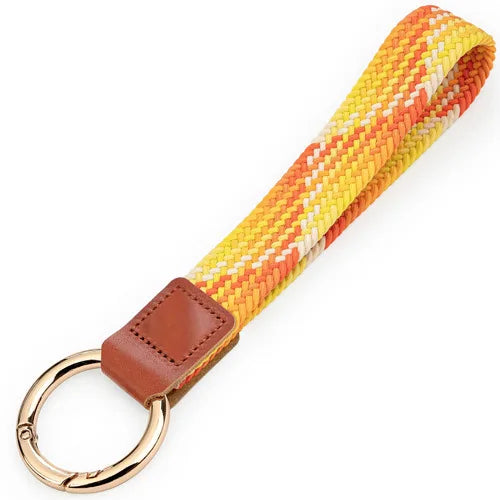 Braided Elastic Wristlet Keychain with Split Ring