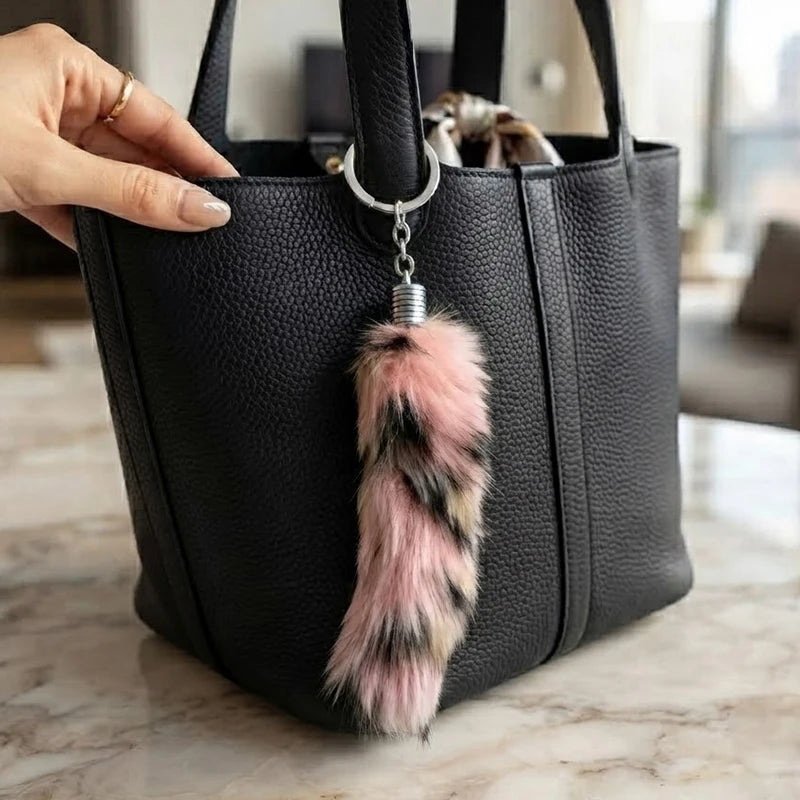 Fox Tail Keychain Irregular Car Keychain Bag Pendant Tail Animal Style Leopard Colored Keychain Cute Plush Keychain For Women