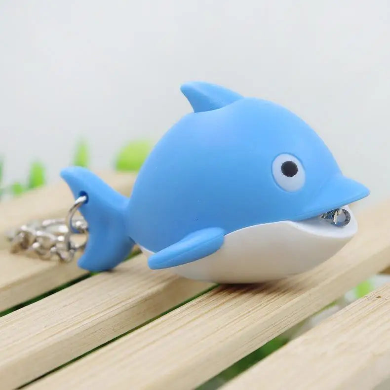 Cute Dolphin Keychain with LED Light & Sound, Cartoon Marine Animal Bag Charm