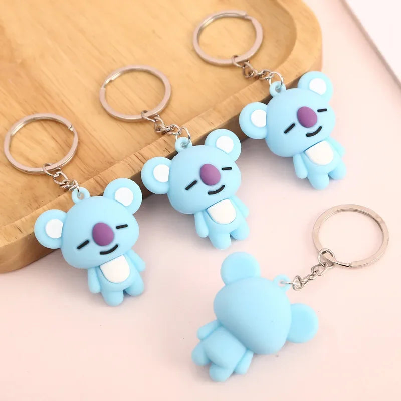 3D Cartoon Koala Keychain with Split Ring