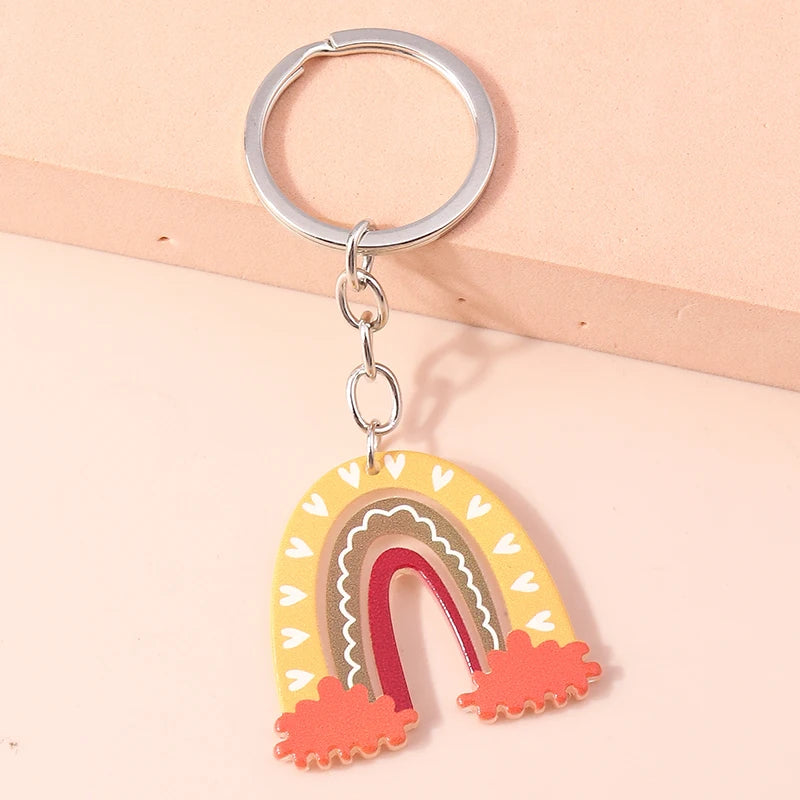 Rainbow Charm Keychain with Gold-Tone Hardware