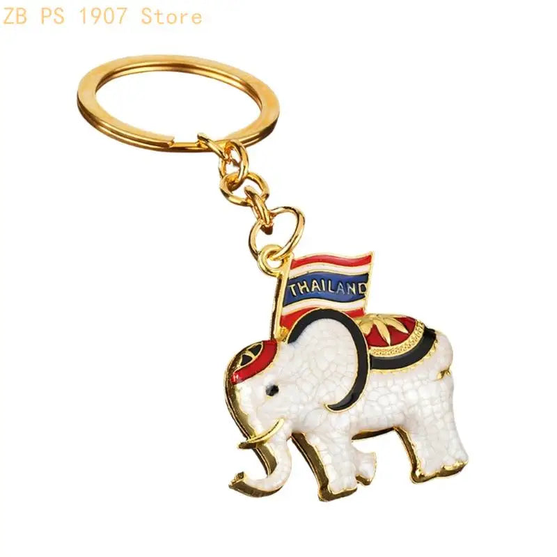 Elephant Charm Keychain with Gold-Tone Finish