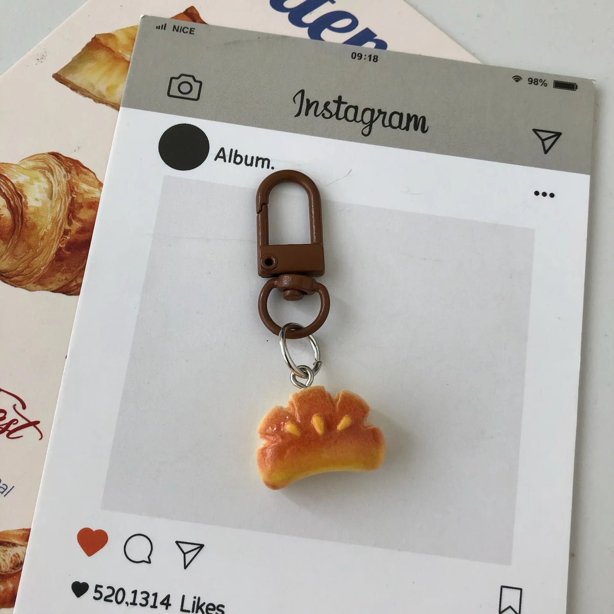 Realistic Bakery Bread Bag Charm Keychain
