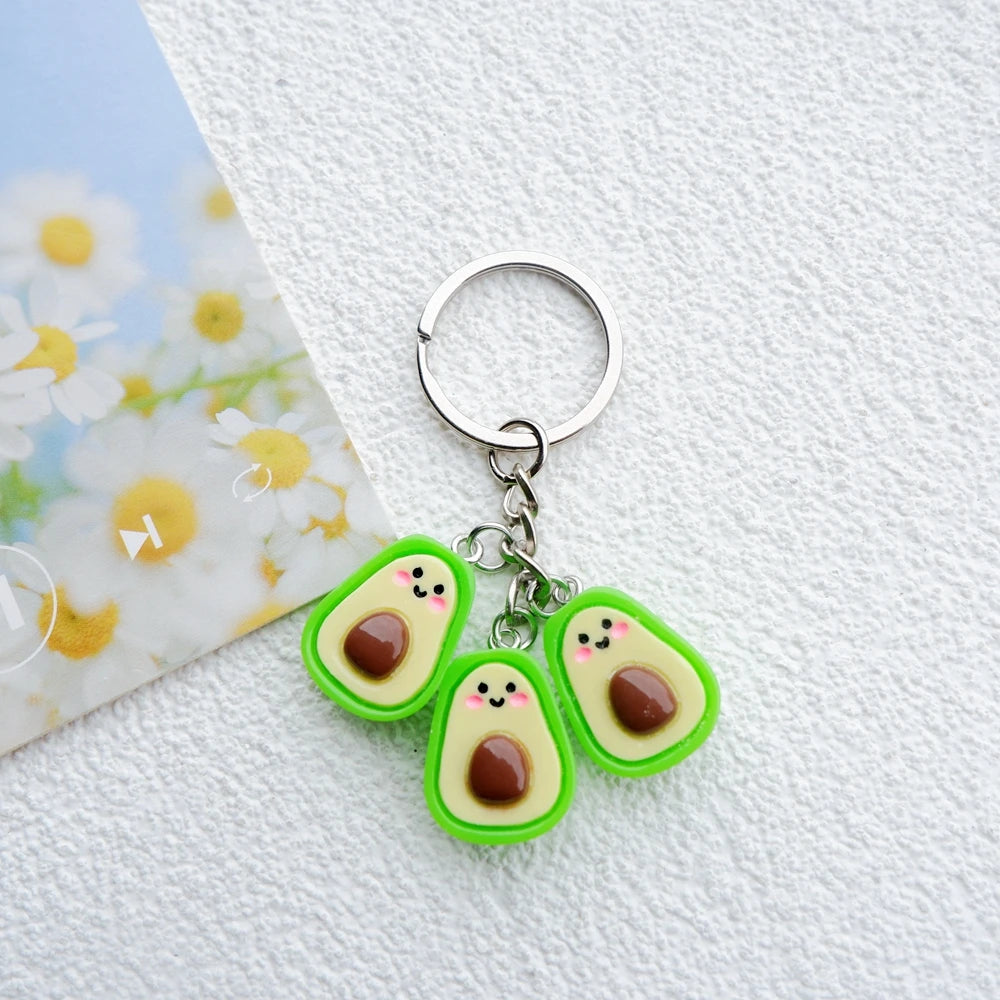 Avocado Charm Keychain with Carabiner Clip