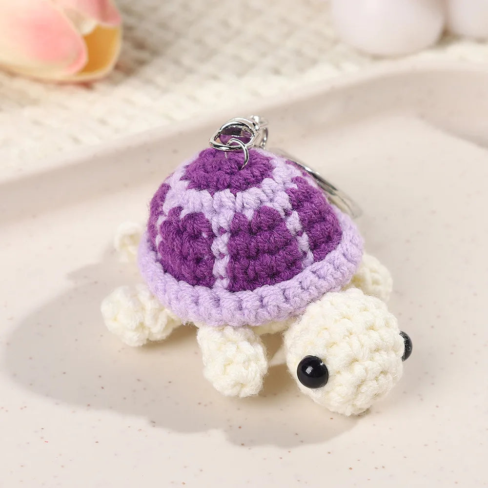 New Cute Little Turtle Car Keychain Mini Turtle Handmade Wool Crochet Backpack Hanging Cute Keychain
