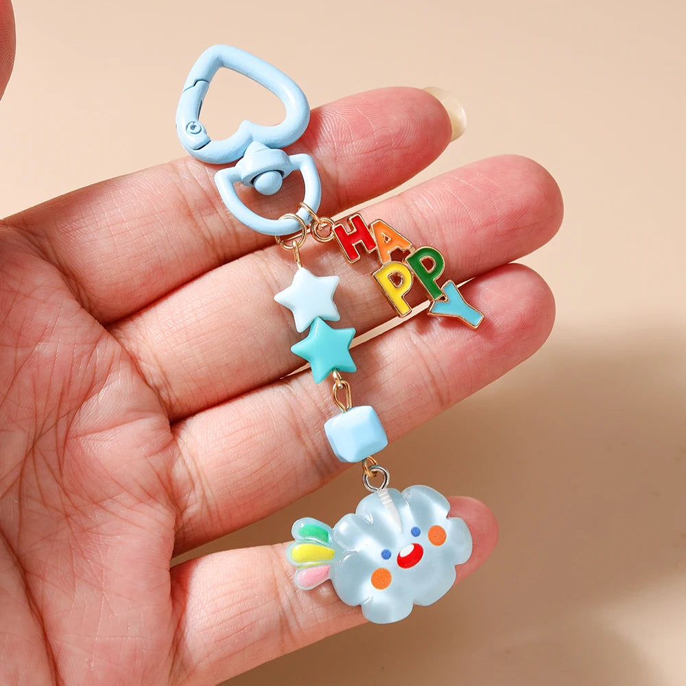 Cloud Face Keychain with O-Buckle Clasp