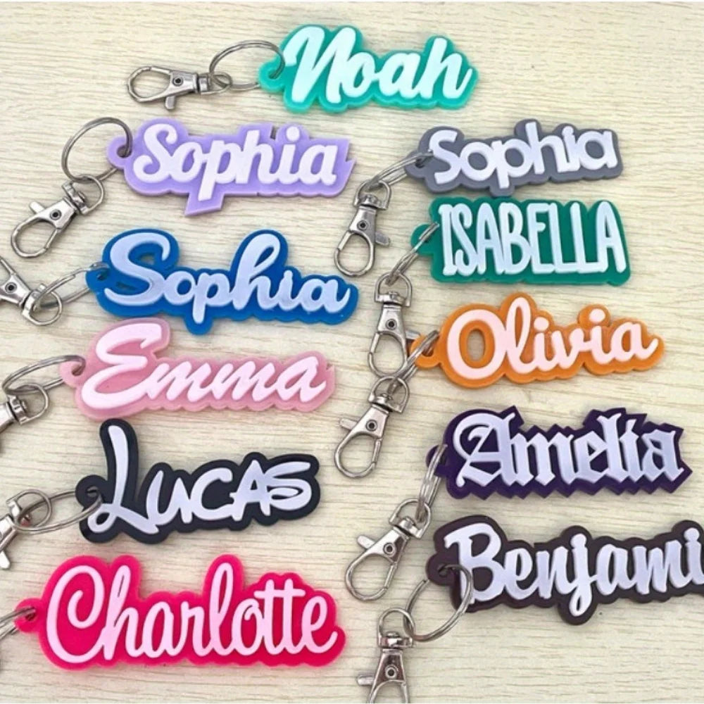 Custom Acrylic Name Keychain with Zinc Alloy Clasp