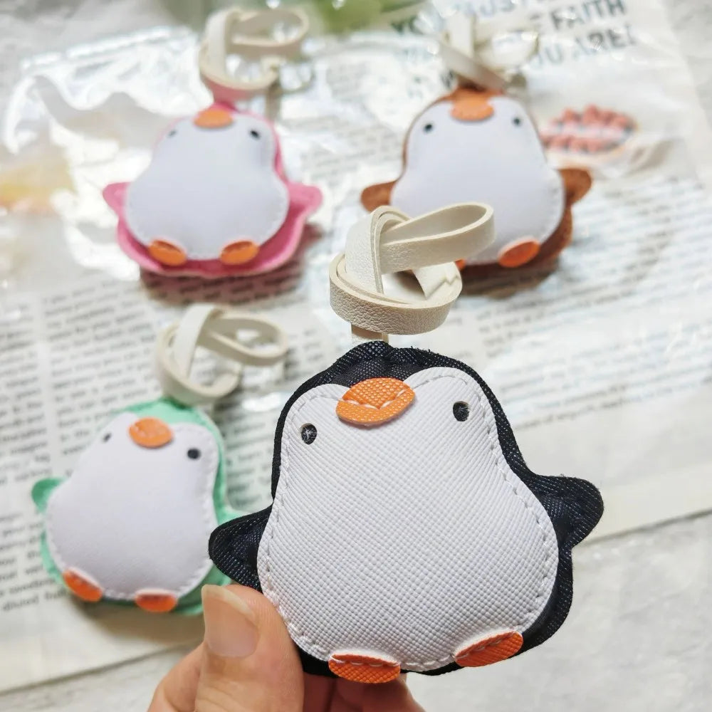 Penguin PU Leather Charm Keychain