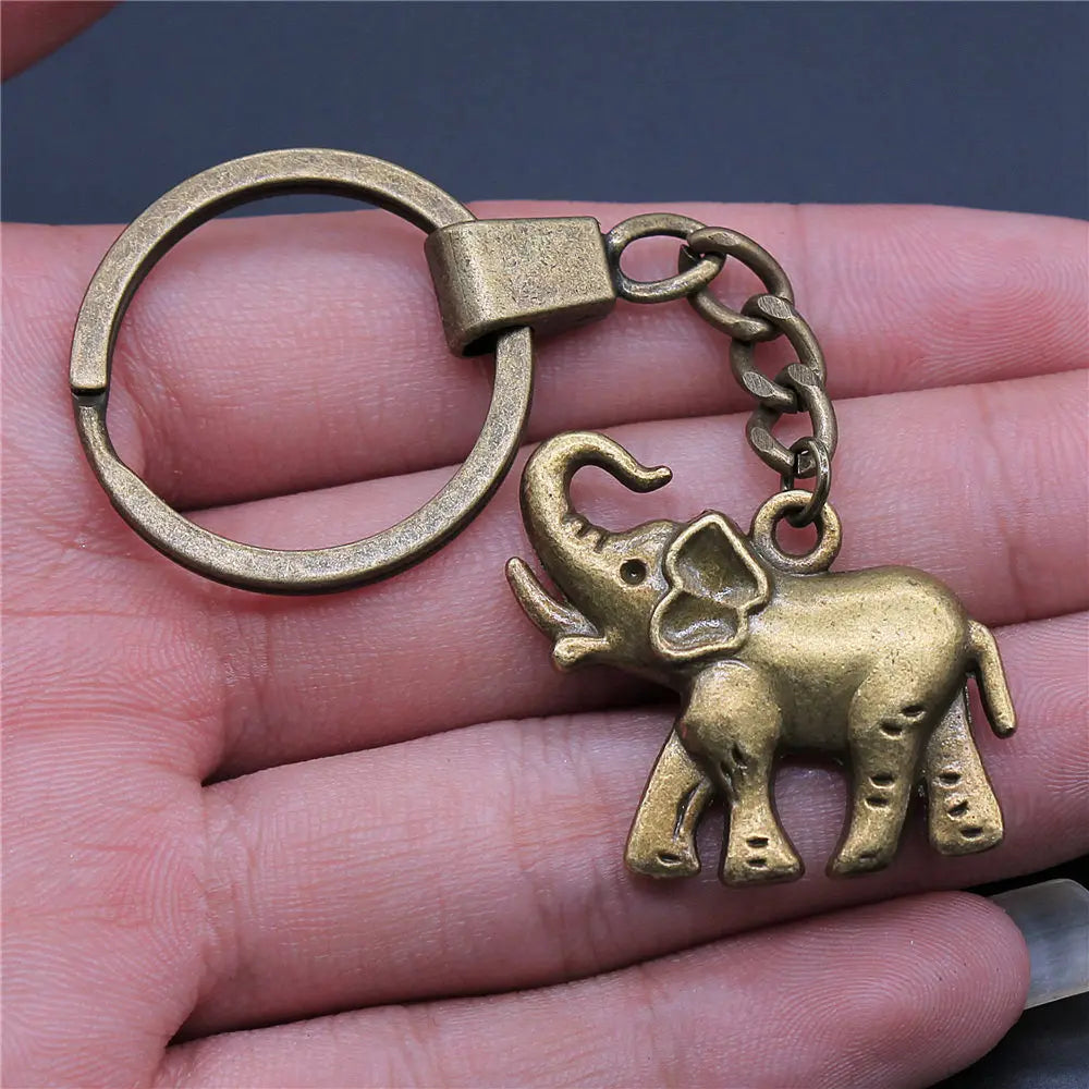 Walking Elephant Keychain in Antique Bronze