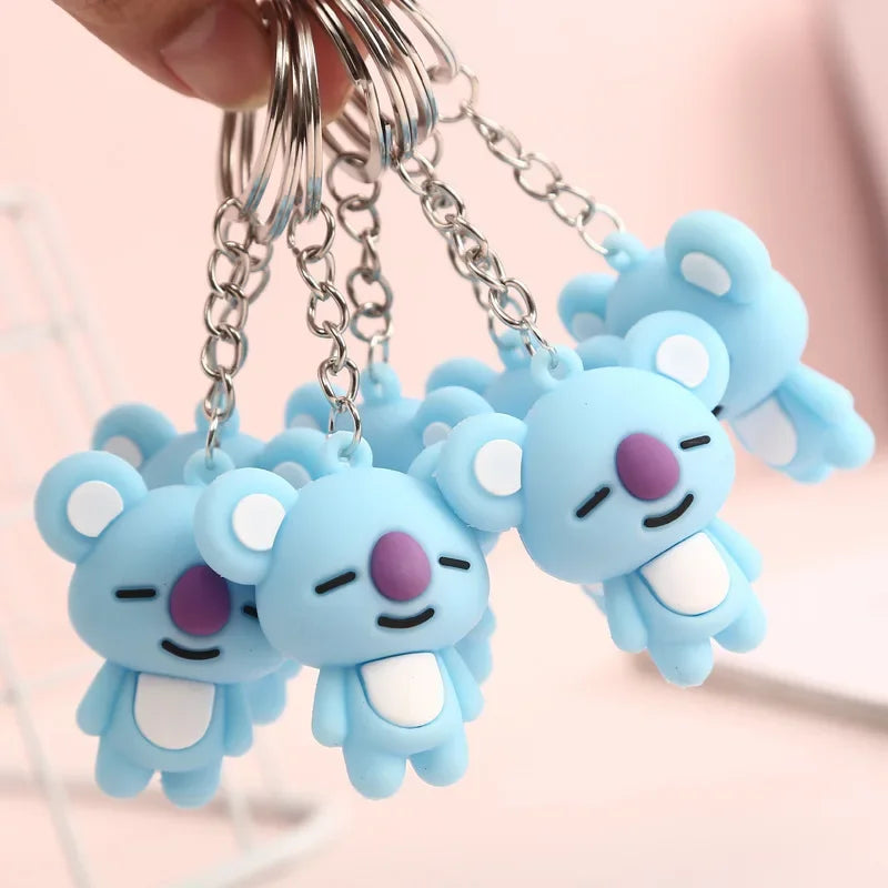 3D Cartoon Koala Keychain with Split Ring