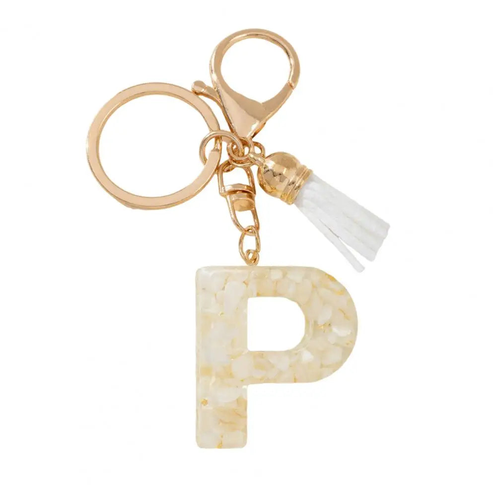 Resin Alphabet Letter Keychain with Tassel
