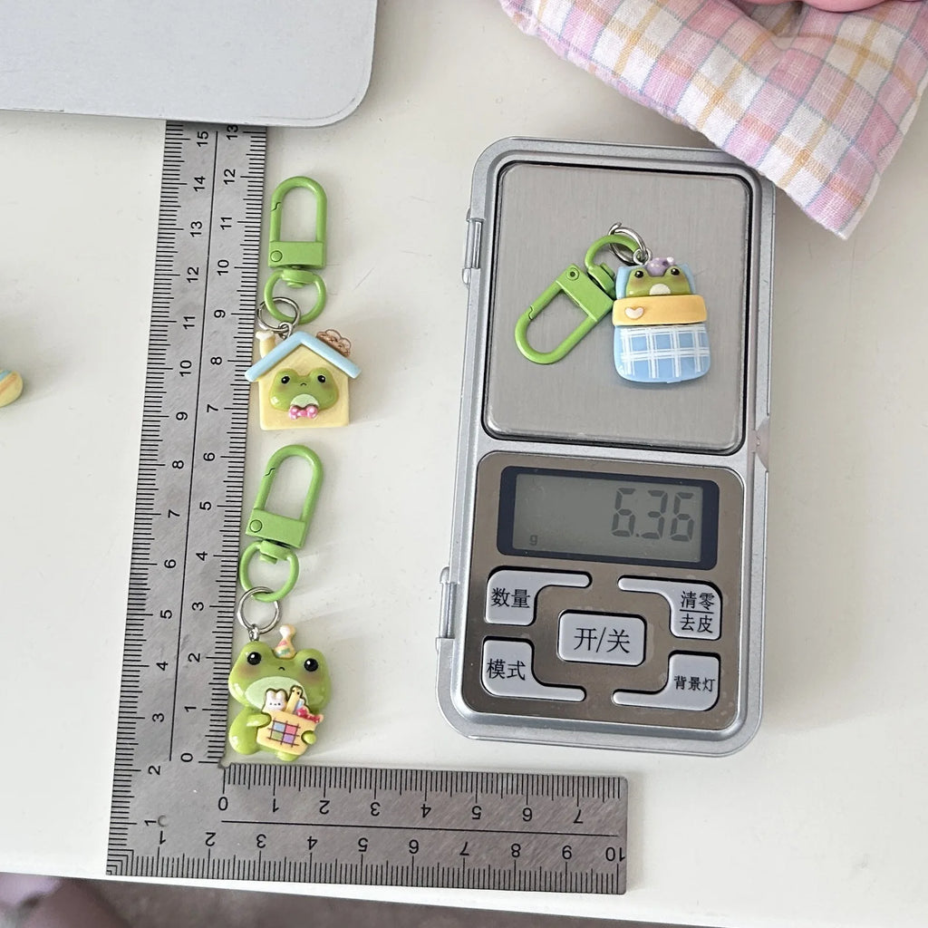 Cartoon Frog Keychain with Lobster Clasp