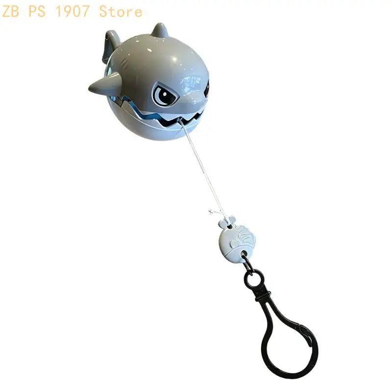 Cartoon Plastic Shark Keychain Charm with Pull String Feature, Hanging Clip Loop Accessory for Bags, Keys and Gift Giving 55KA