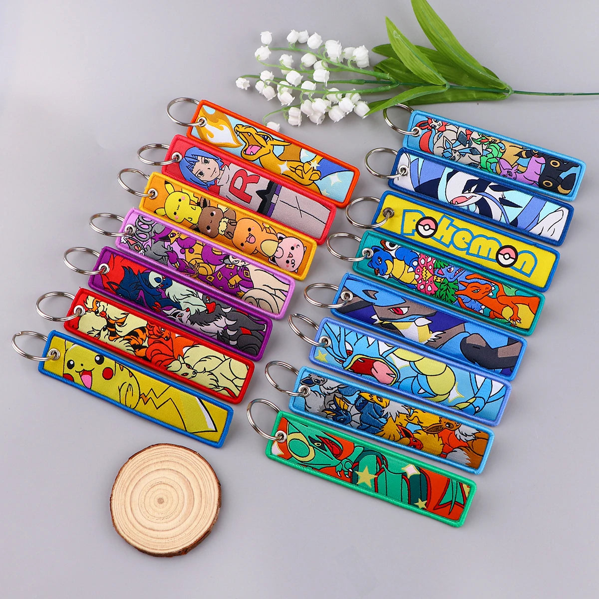 Double-Sided Embroidered Key Tag with Metal Hardware
