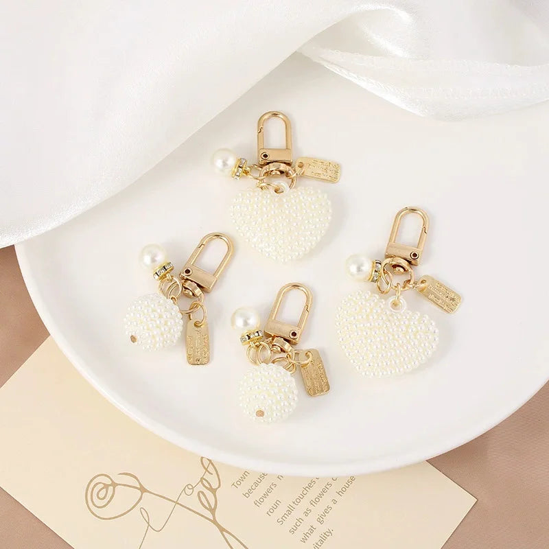 Pearl Pendant Metal Keychain