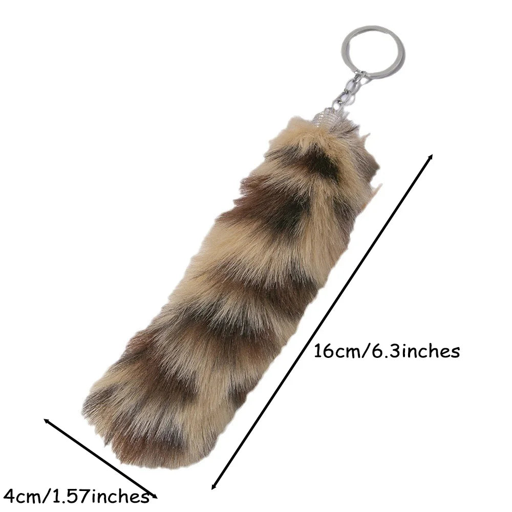 Fox Tail Keychain Irregular Car Keychain Bag Pendant Tail Animal Style Leopard Colored Keychain Cute Plush Keychain For Women