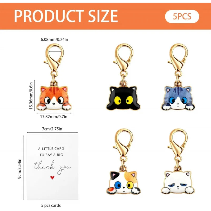 Cat Emotional Support Keychains with Cards, 5-Pack