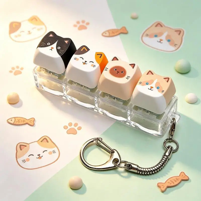 Cat 4-Key Keyboard Fidget Keychain