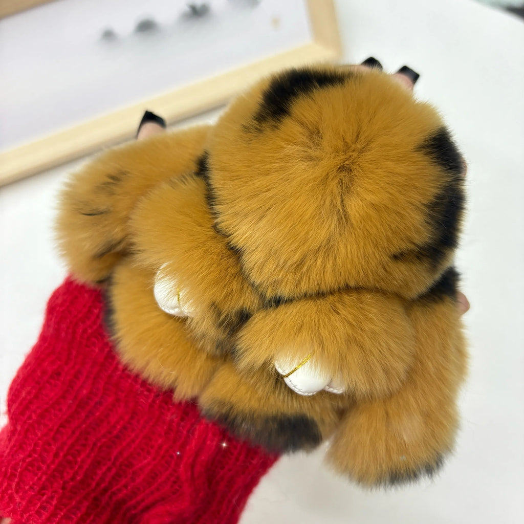 Plush Rabbit Bag Charm with Gold-Tone Ring Clasp