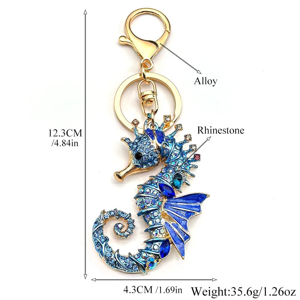 Rhinestone Seahorse Keychain