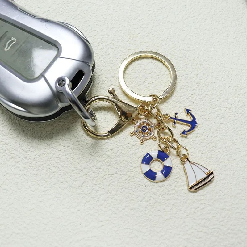Gold-Tone Nautical Charm Keychain