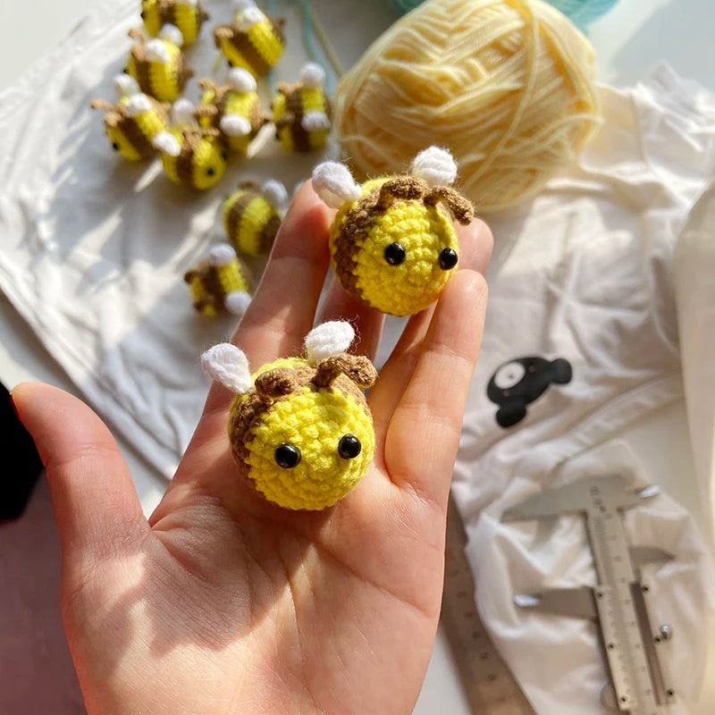 Handmade Crocheted Bee Keychain with Clasp
