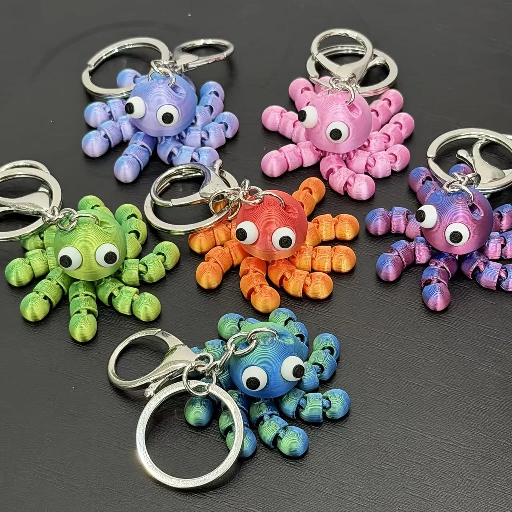 3D-Printed Articulated Octopus Keychain