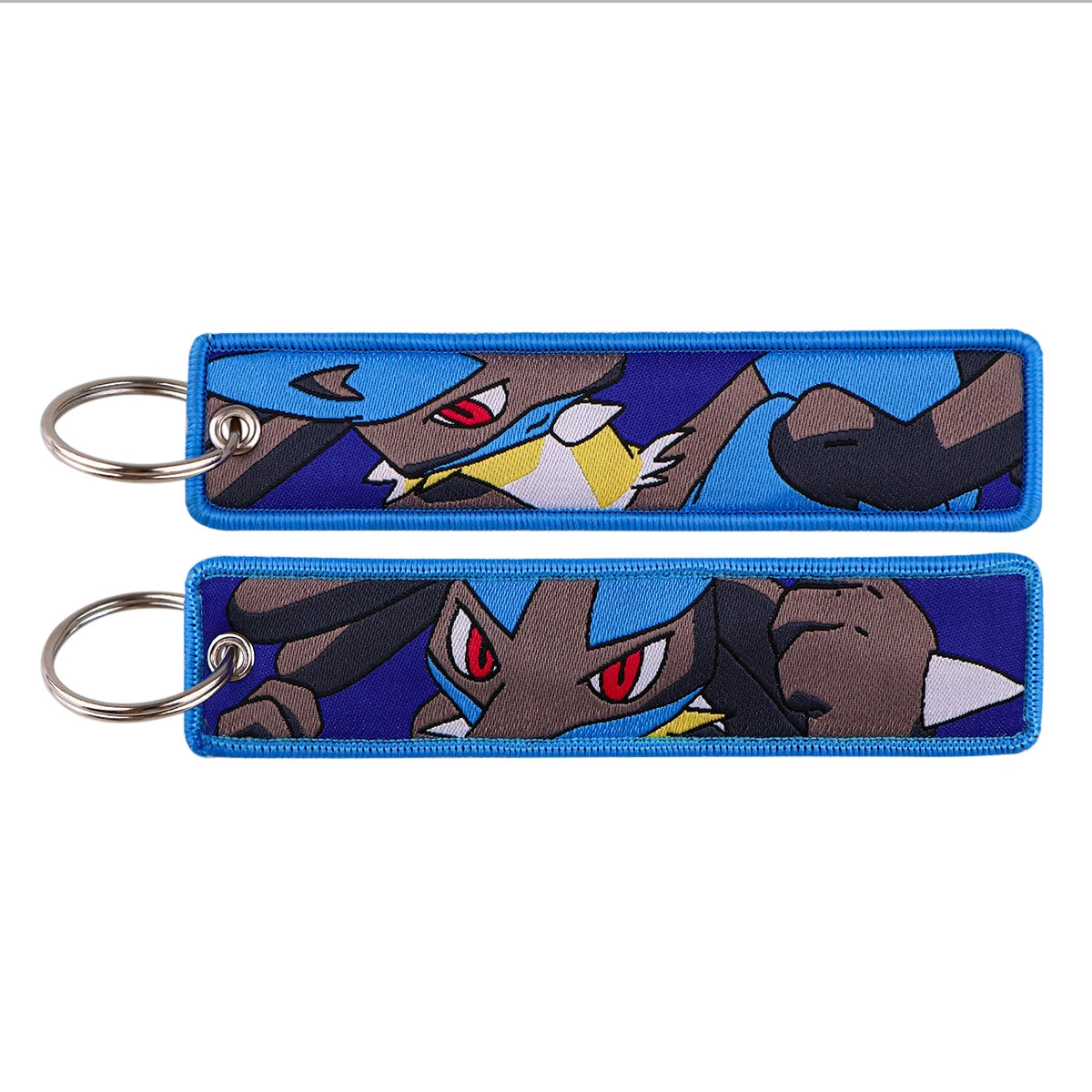 Double-Sided Embroidered Key Tag with Metal Hardware