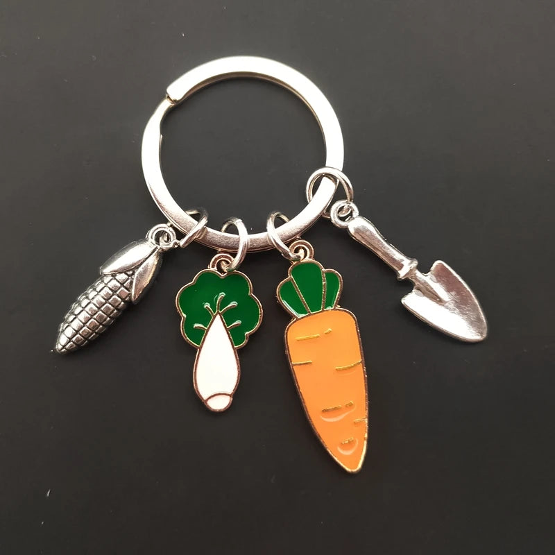 Gardener Charm Keychain in Antique Silver Finish