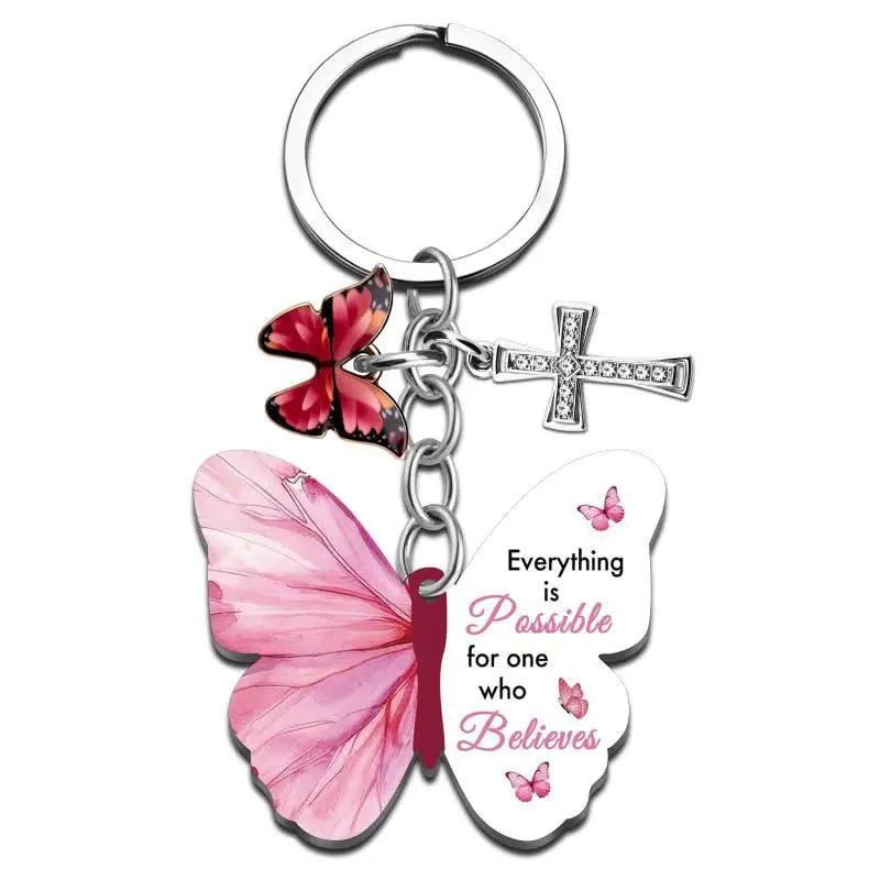 Butterfly Keychain with Inspirational Verse