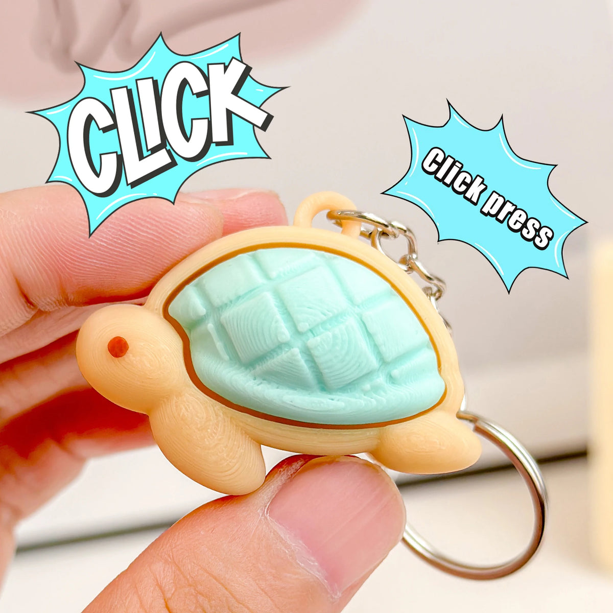 Turtle Fidget Keychain with Clicker Shell