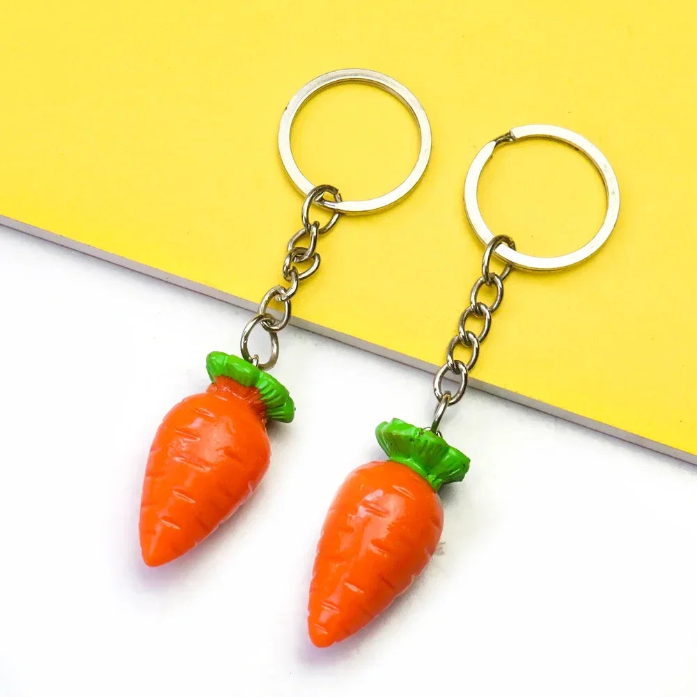 Carrot Charm Keychain with Silver-Tone Split Ring