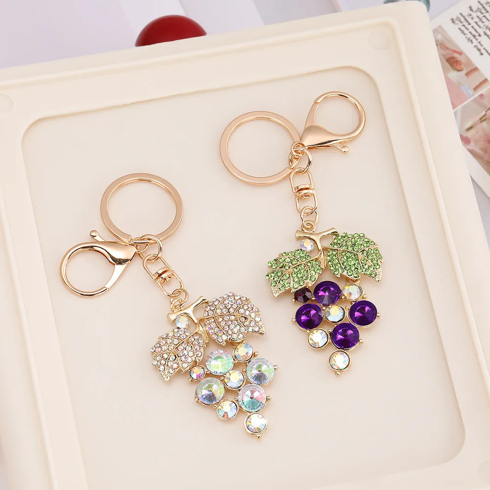 Rhinestone Grape Keychain and Bag Charm
