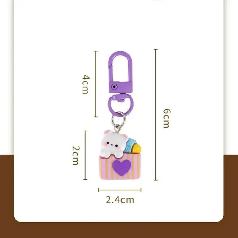 Cartoon Animal Resin Keychain with Swivel Clasp