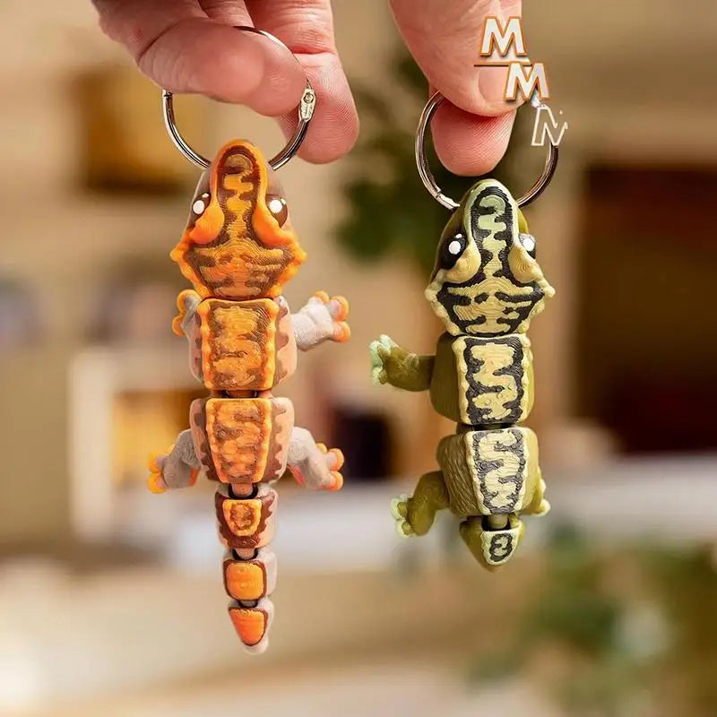 Articulated Gecko Keychain with Movable Limbs