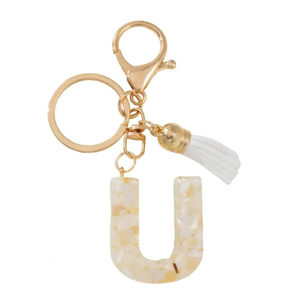 Resin Alphabet Letter Keychain with Tassel