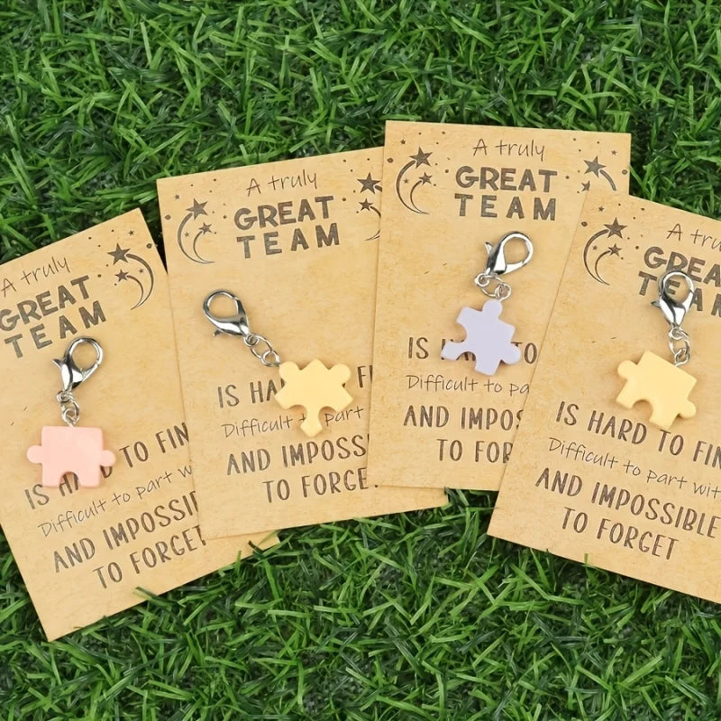 8-Piece Puzzle Keychain Set in Zinc Alloy