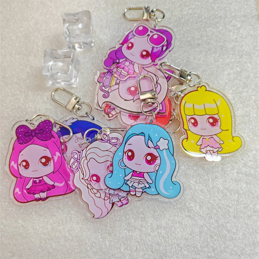 Kpop Cartoon Keychain Cute Bag Charms Double-sided Print Jiwoo Carmen Yuha Stella Juun Fans Collection Accessories
