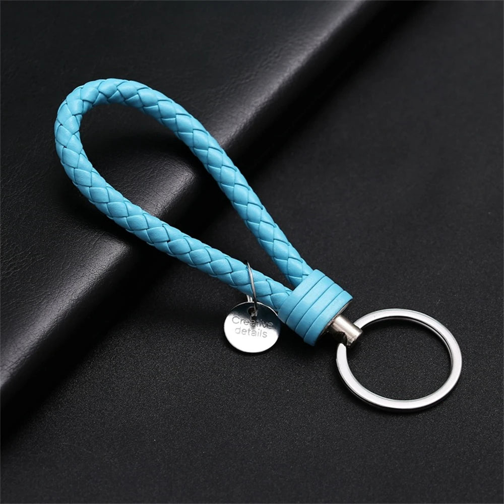 Braided PU Leather Keychain with O-Ring Buckle