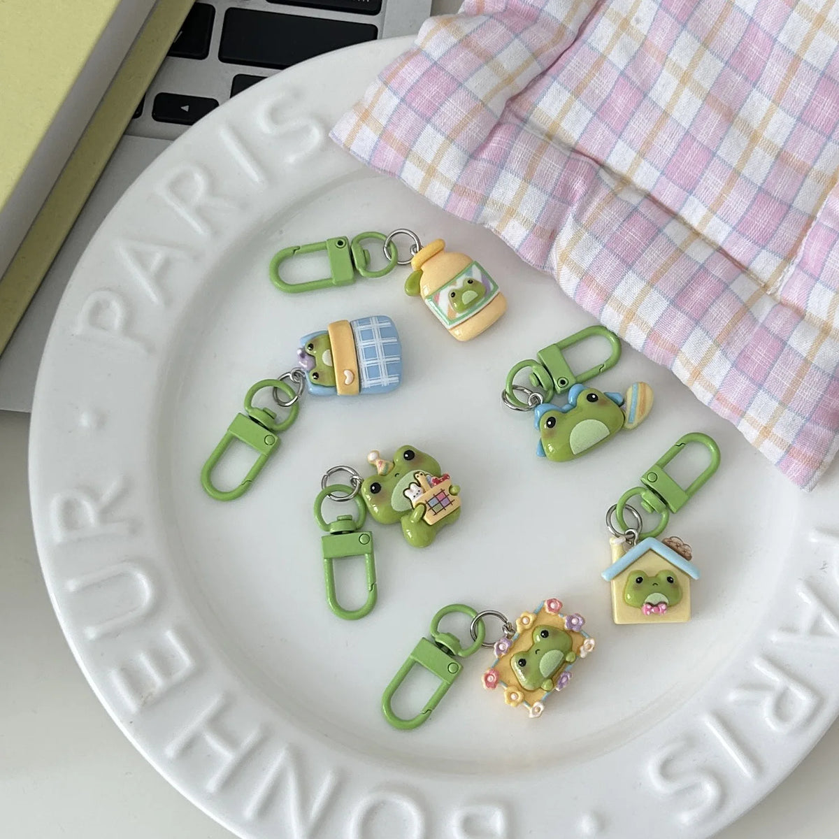Cartoon Frog Keychain with Lobster Clasp