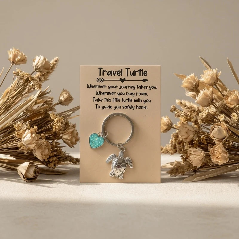 Zinc Alloy Turtle Keychain with Card