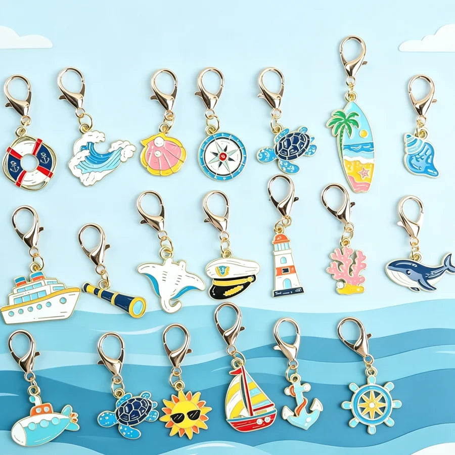 Ocean Enamel Keychain Charms (20-Piece Set)