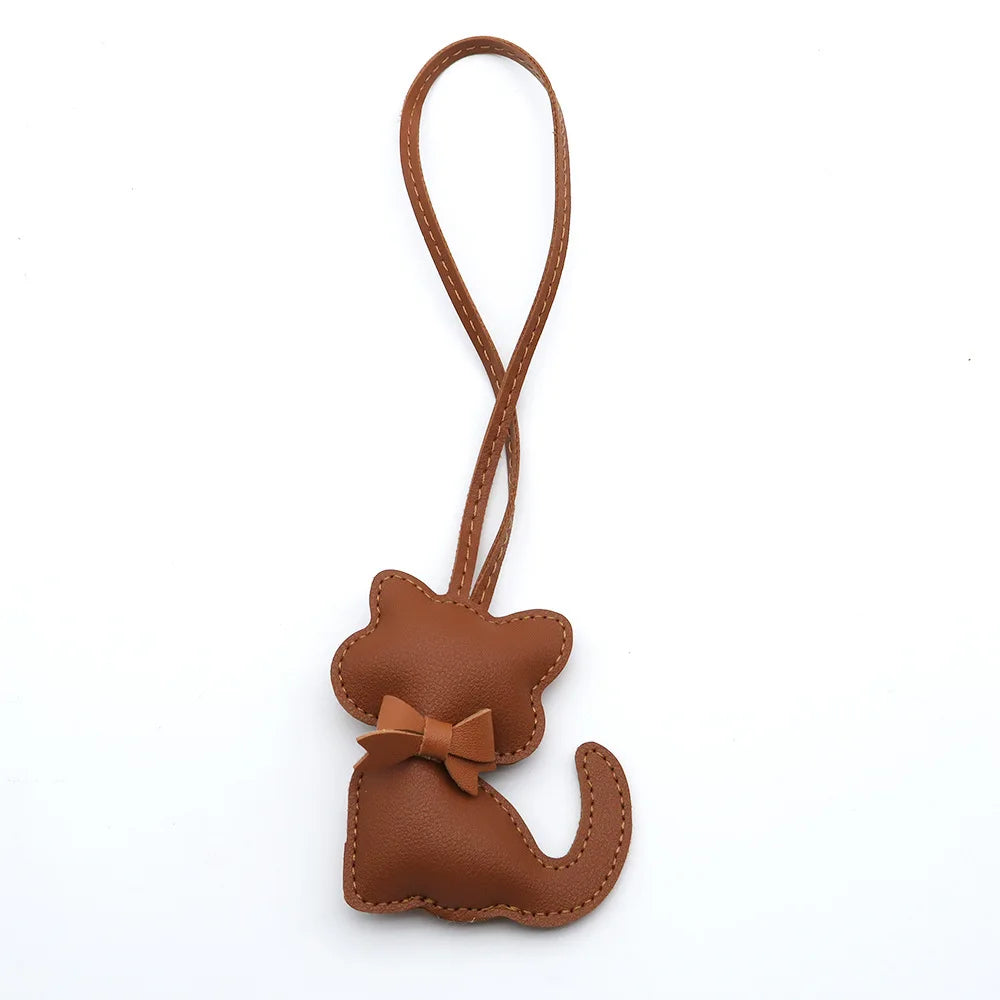Cat-Shaped PU Leather Keychain